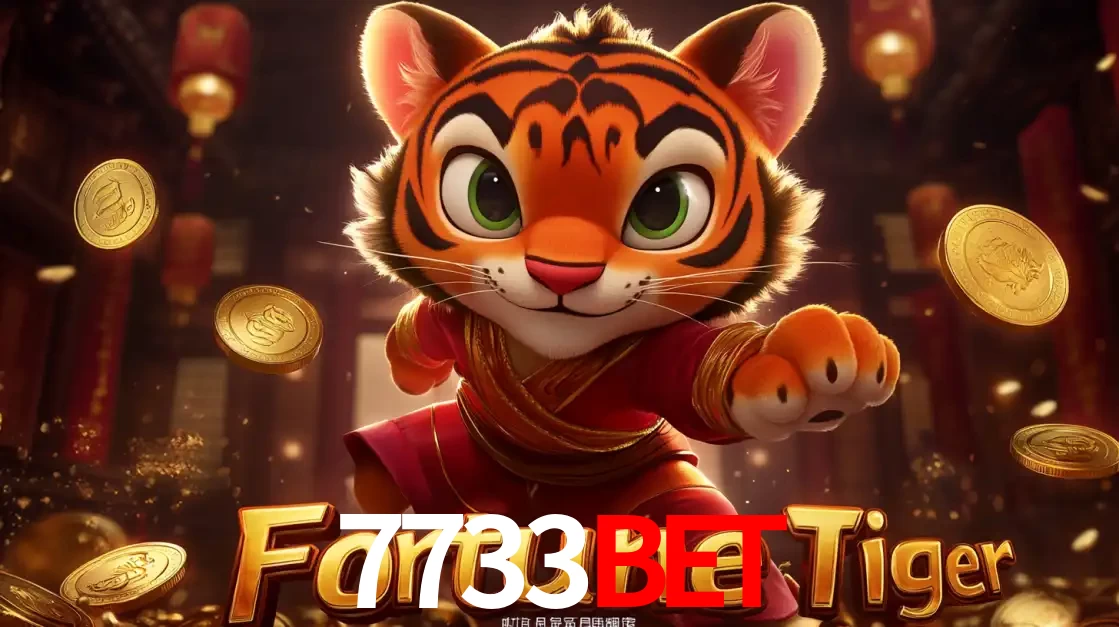 O carismático mascote do jogo de slot Fortune Tiger, um tigre fofo em pose de artes marciais, pronto para trazer sorte e multiplicadores de ganhos no cassino online 7733bet.