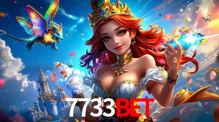 A princesa de um reino de fantasia mágico, com seu pequeno dragão, apresentando um mundo de prêmios encantados nos jogos de caça-níqueis do cassino 7733bet.